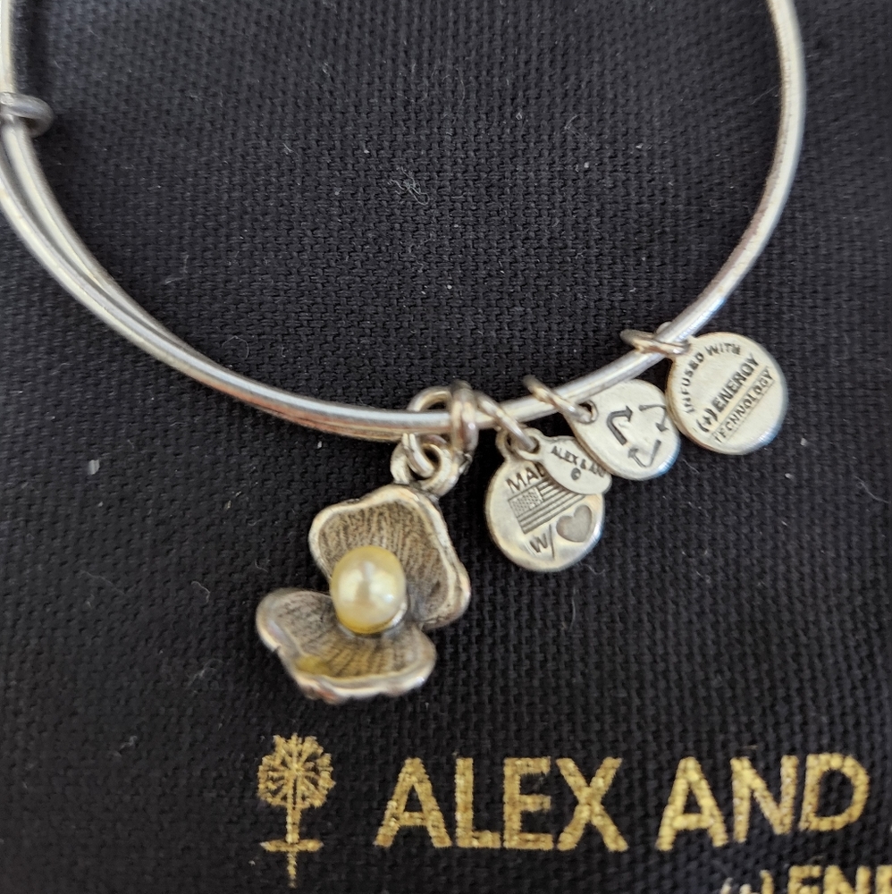 Alex and Ani pearl shell charm bracelet